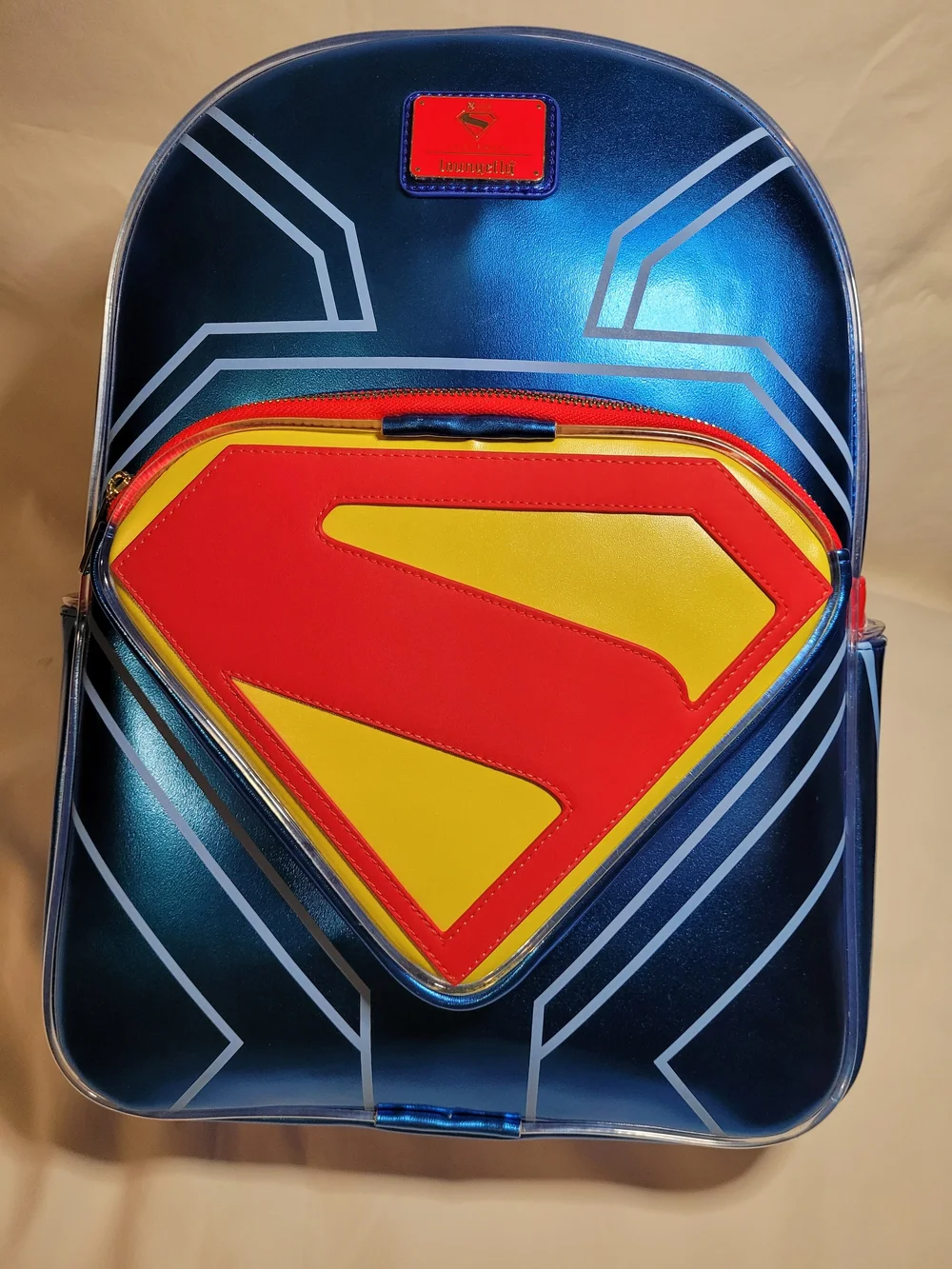 Superman Full Size Hard Tag Loungefly Backpack Light Up Rechargeable New W/ Tags